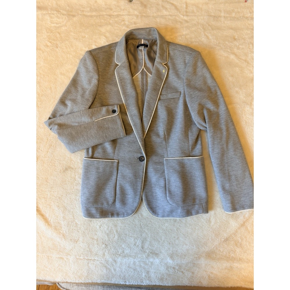 Tommy Hilfiger Gray Women's Blazer with White Piping Trim size 16